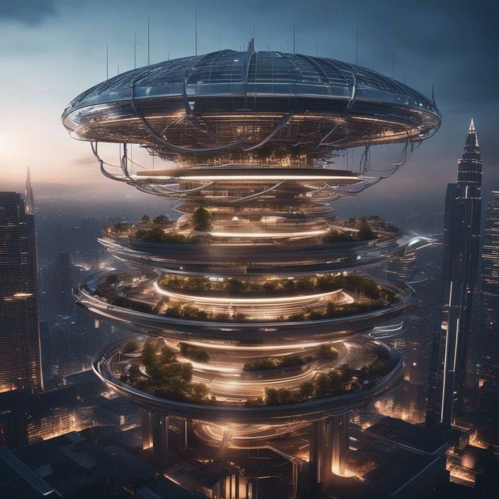 Futuristic Sci-Fi Cityscape with Flying Vehicles