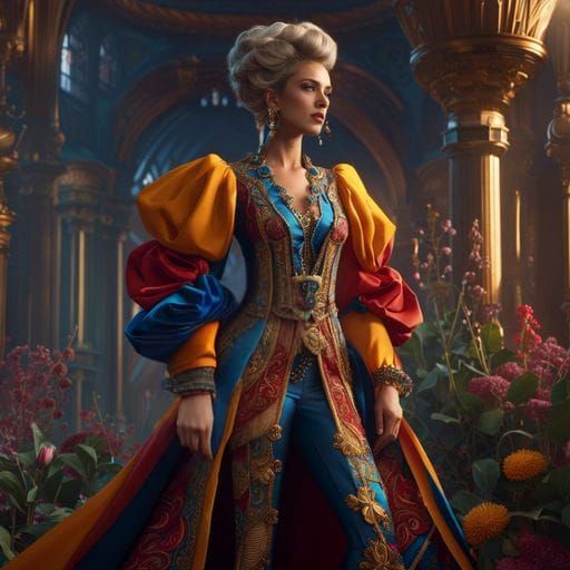 Gaudy Fashion Model in Detailed Matte Painting