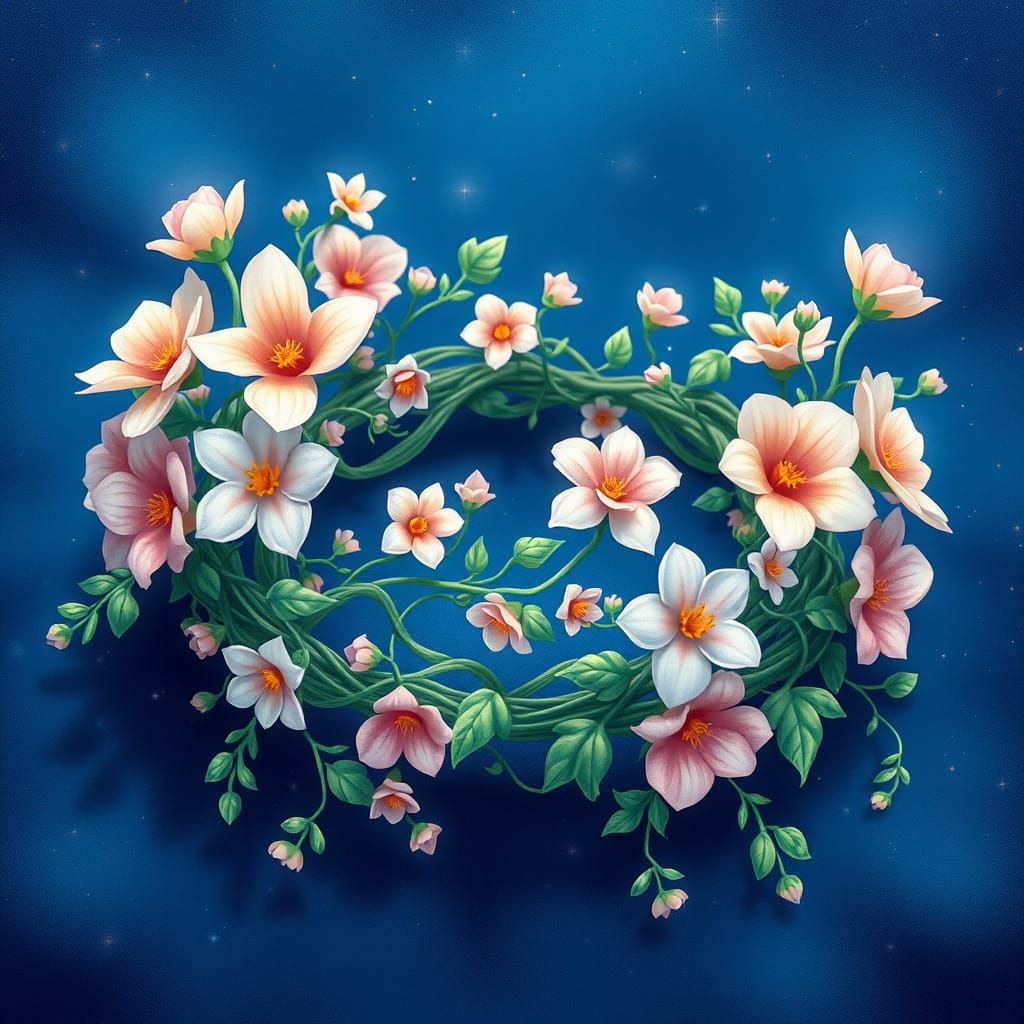 Whimsical Floral Crown in Anime Style