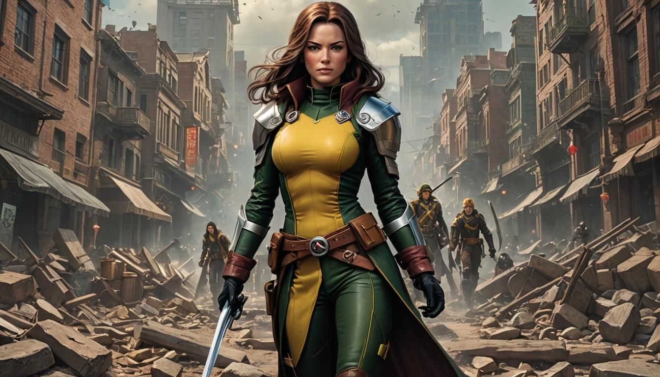 1900's X-Men Rogue By artist "anime", 3d anime art, inspired by WLOP, Artstation, #genshinimpact pixiv, extremely detail...