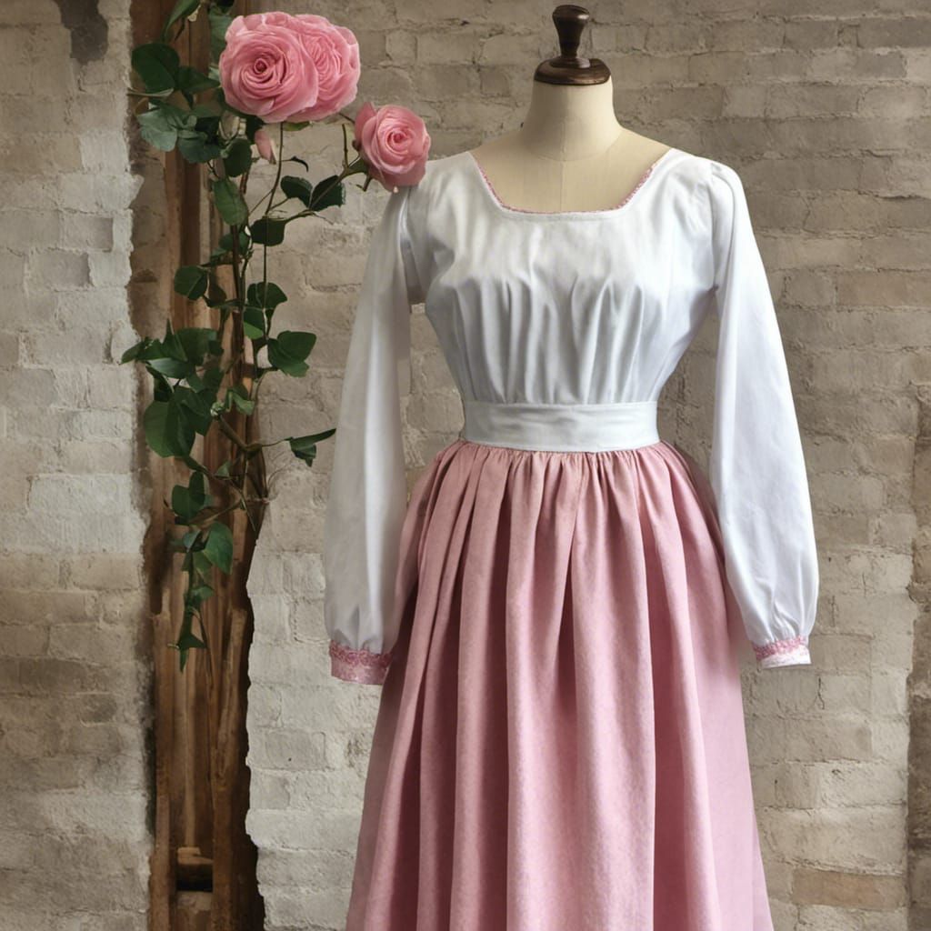 Medieval Pink Peasant Dress on Dress Form