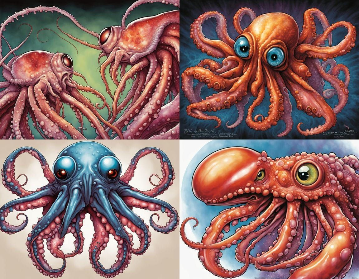 Bald Prawn Octopus Hybrid in a Surreal Style