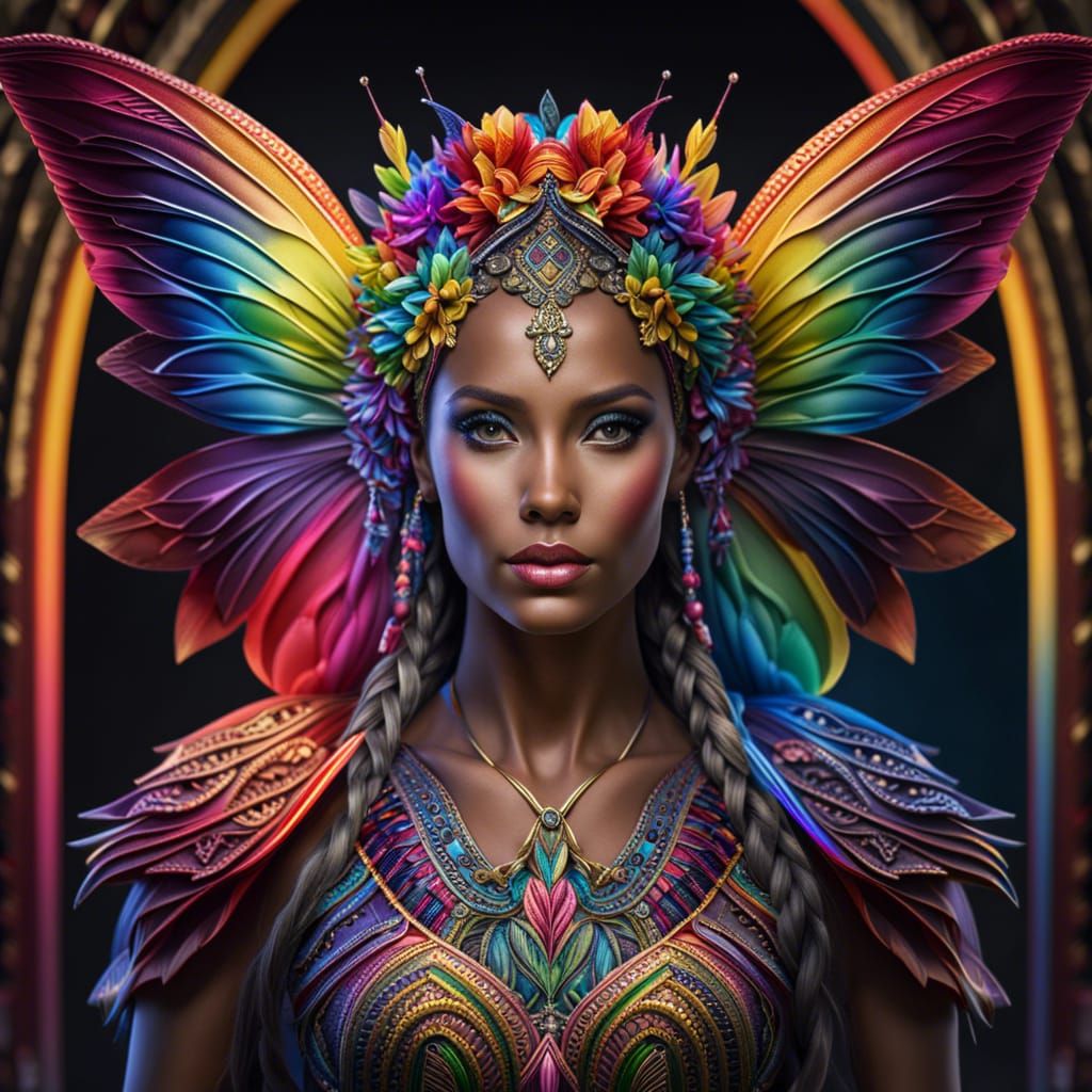 Hyperrealistic Rainbow Fairy in HDR