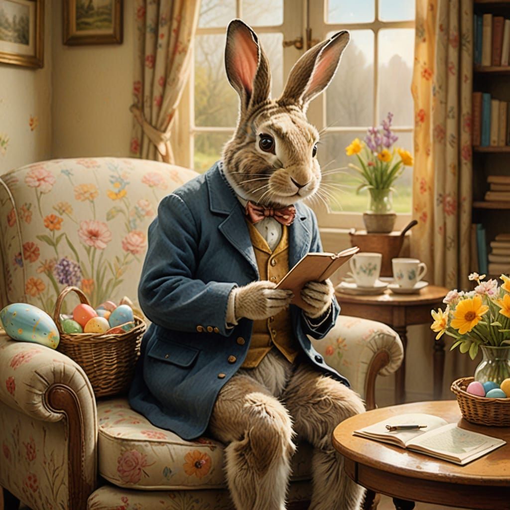 Easter bunny checking notes