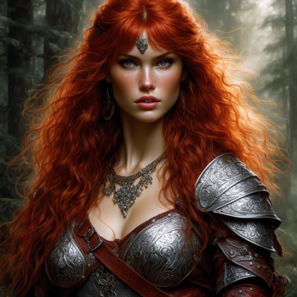 Red Sonja Hyperrealistic Portrait in 8k Resolution