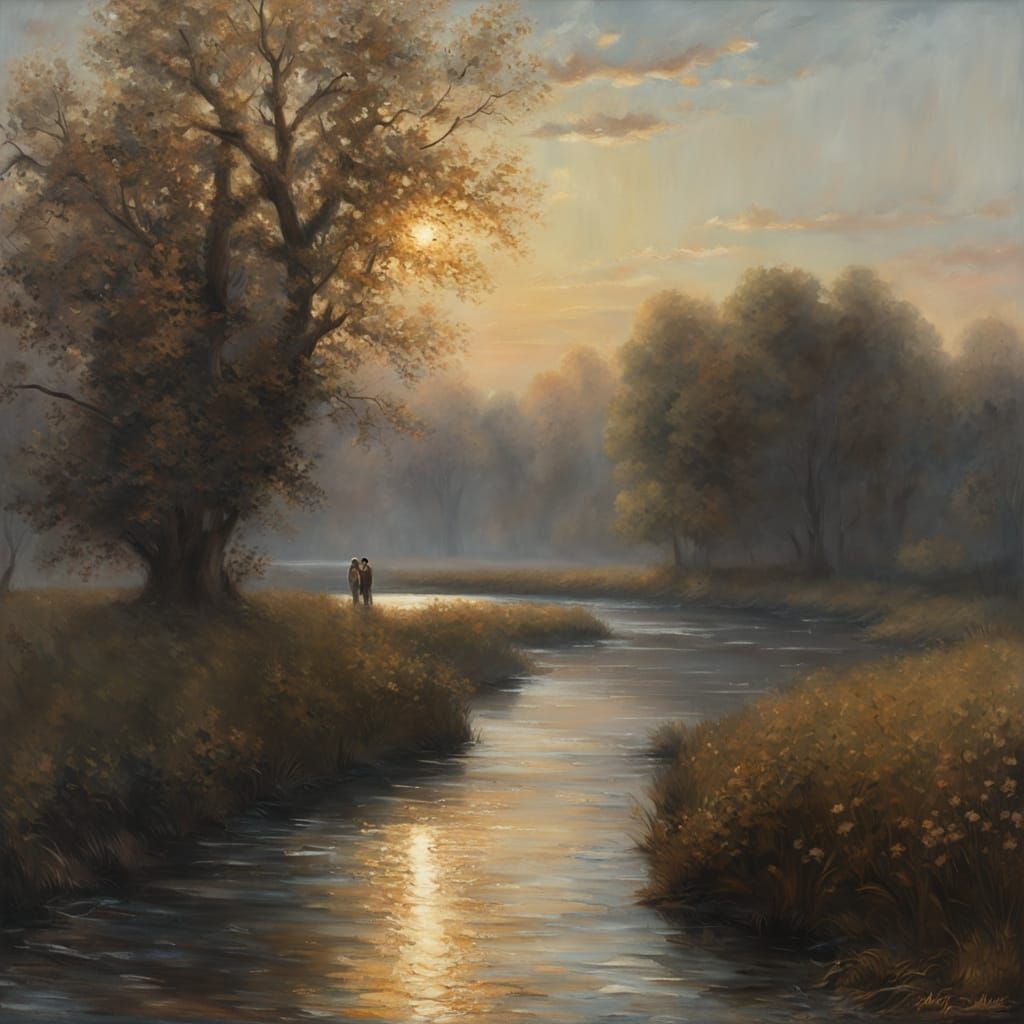 Hyper Realistic Oil Painting of Patricia Routledge by River