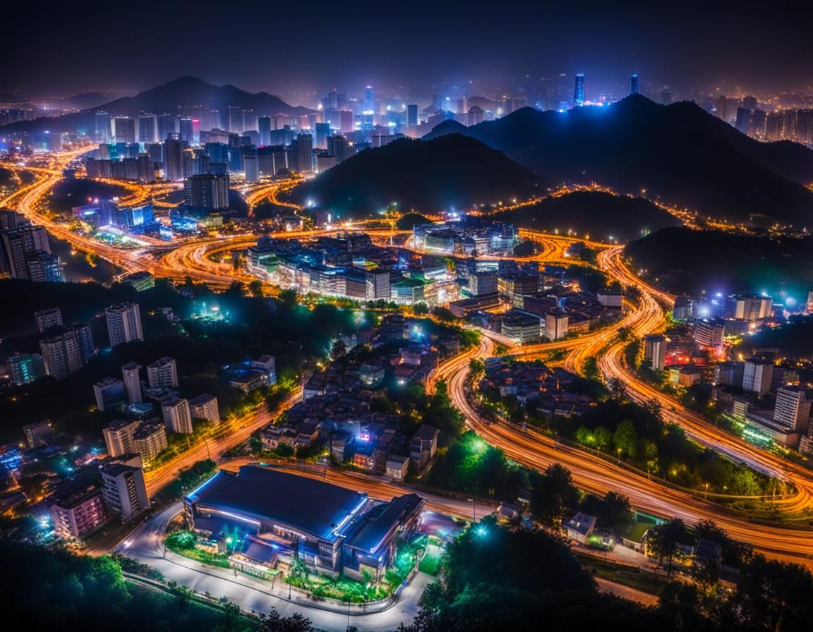 Night View of Shihezi, Taiwan: Professional Photography