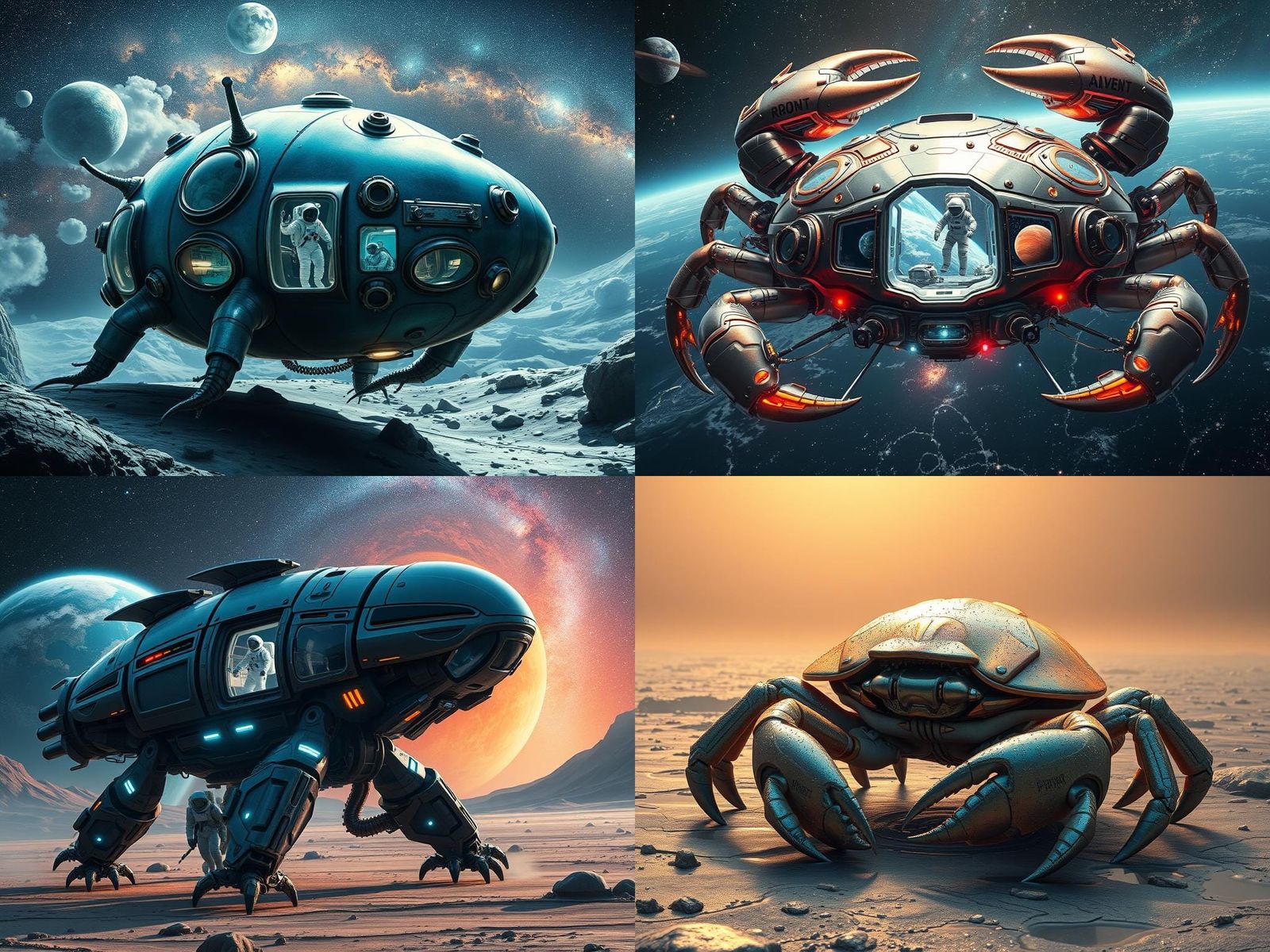 Futuristic Hermit Crab in Cosmic Landscape