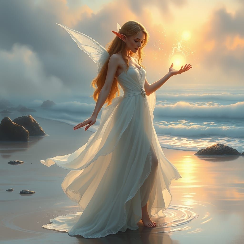 Fantasy Elf Goddess Commands the Ocean