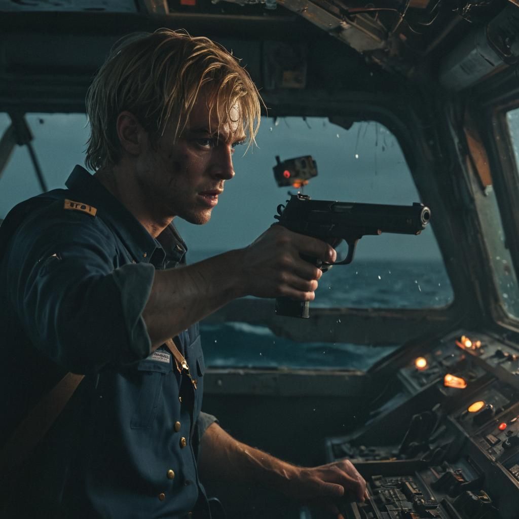Soldier vs Zombie Captain in Abandoned Ship Film Still