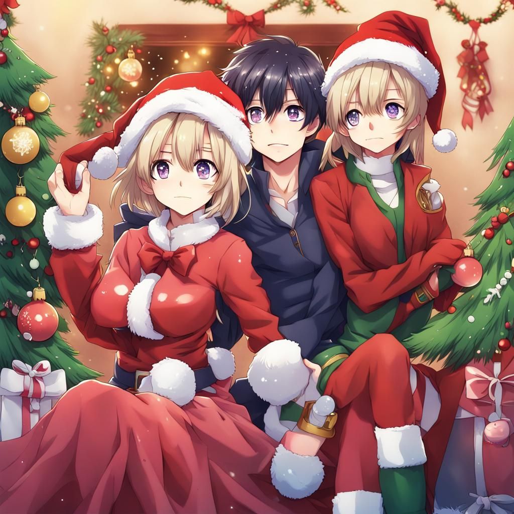 Anime Christmas Scene in Key Visual Style