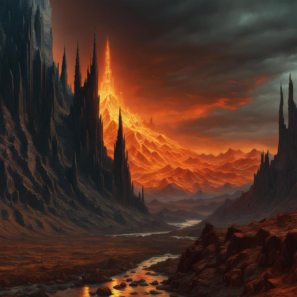 Mordor Landscape in Van Gogh Style