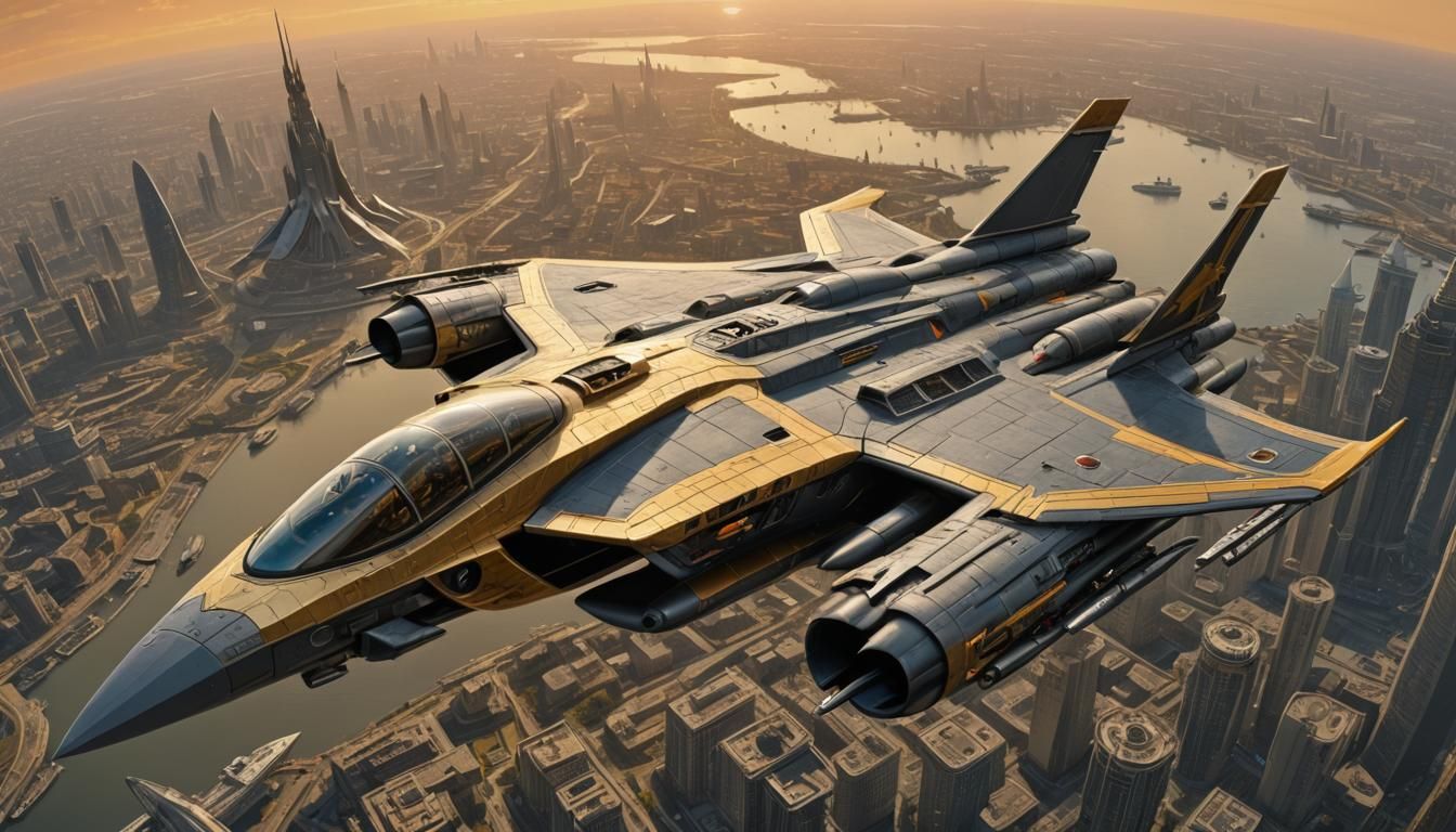 Klingon Warbird Spaceship in Solarpunk Style