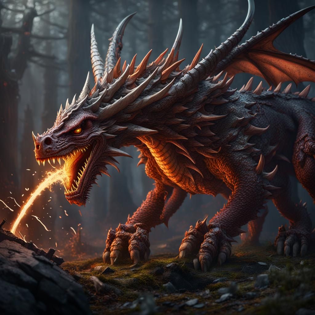 Chainsaw Dragon Fantasy Concept Art