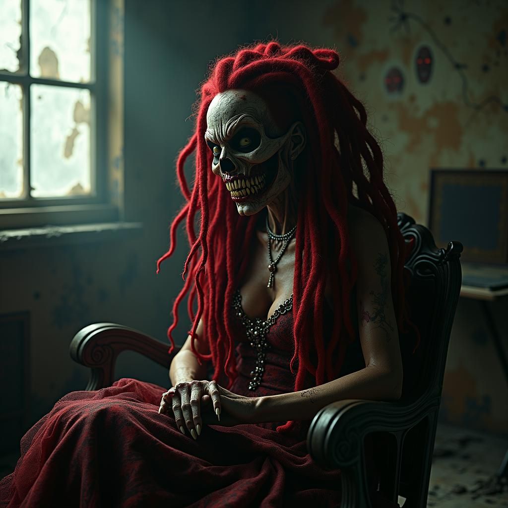 Terrifying Afro-Cuban Witch in Gothic Horror Scene