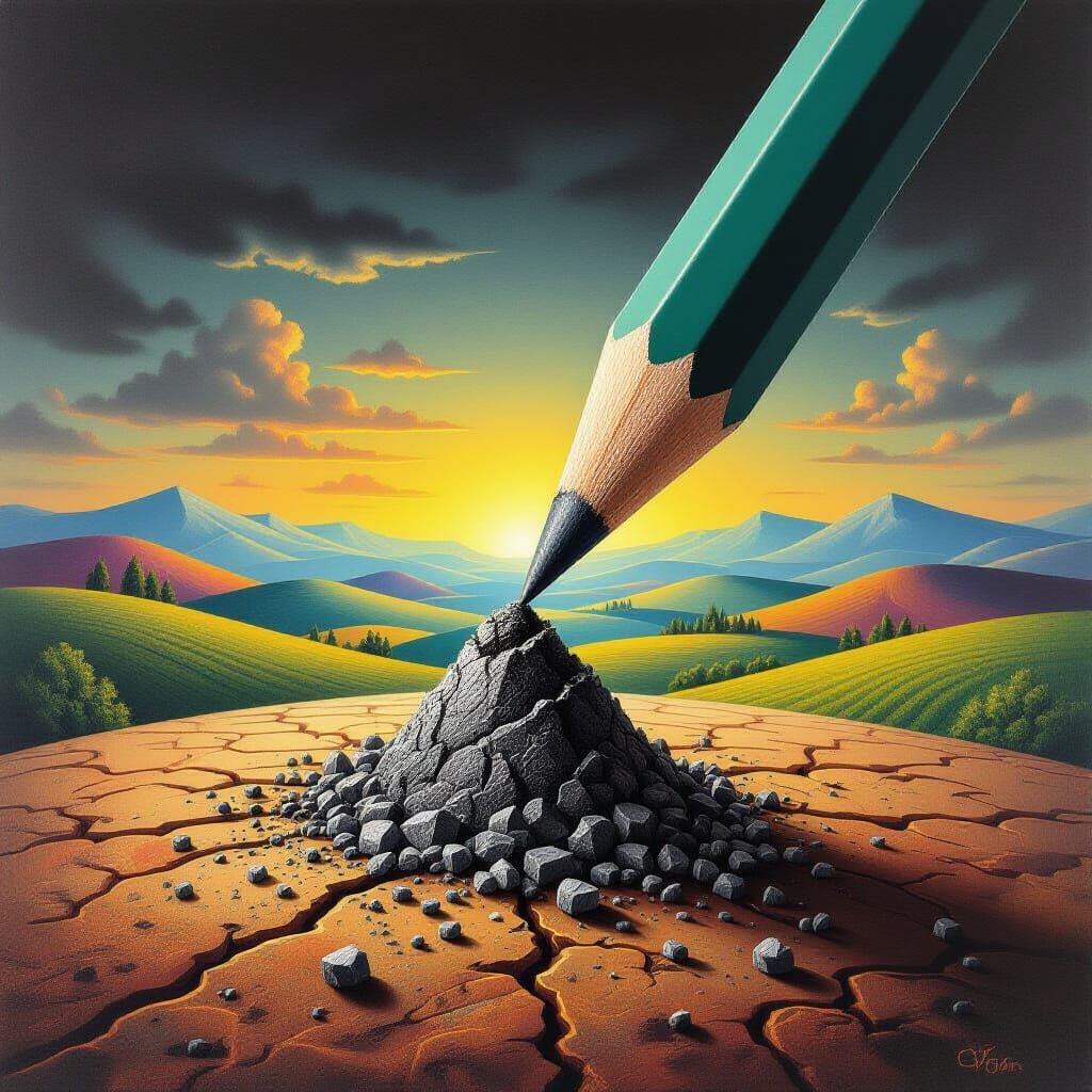 Pencil Tip Transforms into Hyperrealistic Landscape