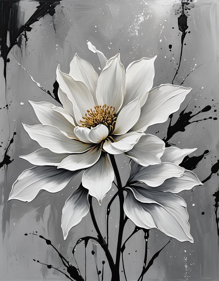 Minimalist White Flower Painting in Modern Style