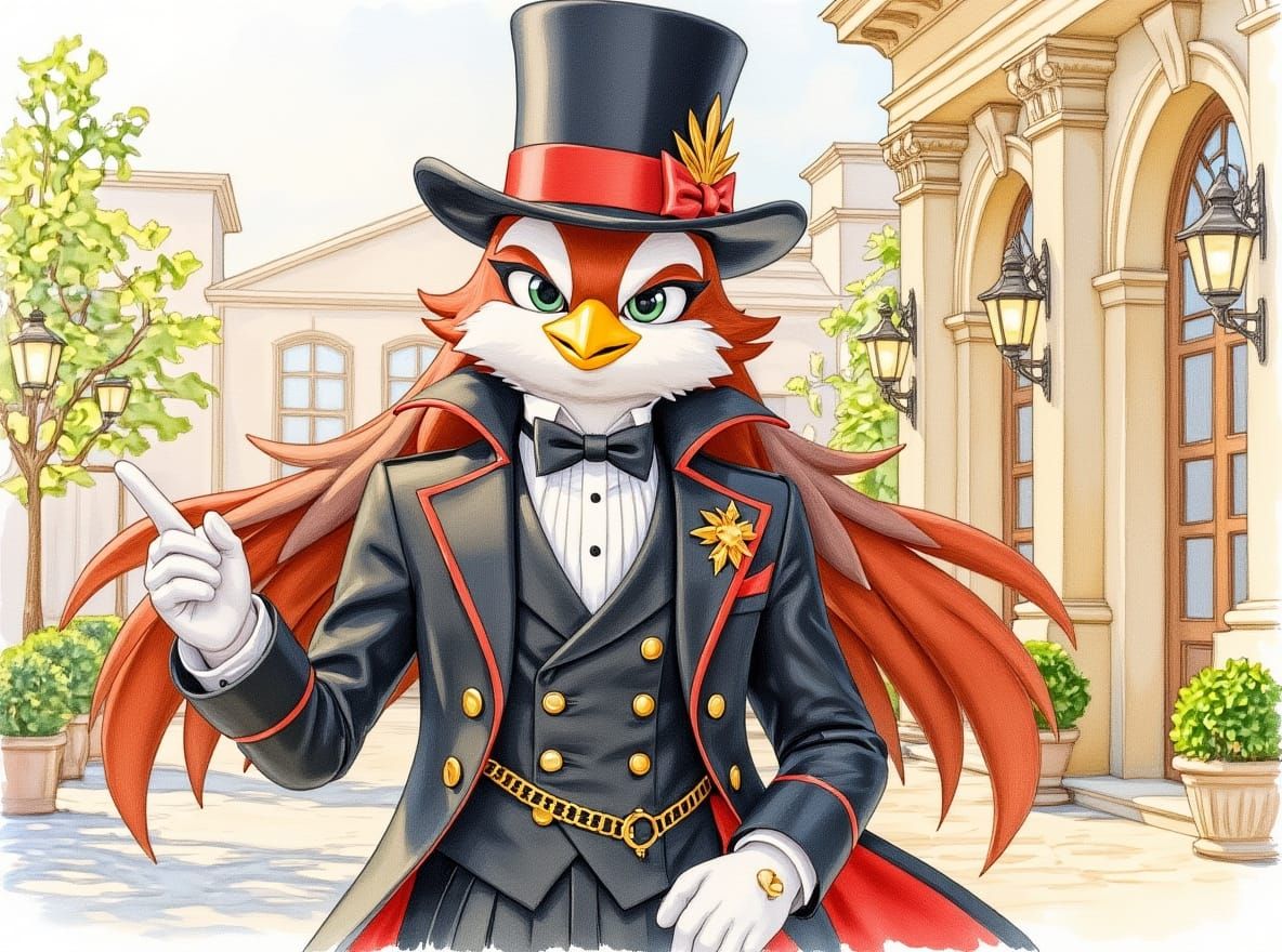 Robin at the Elks Lodge: Watercolor Pencil Sketch