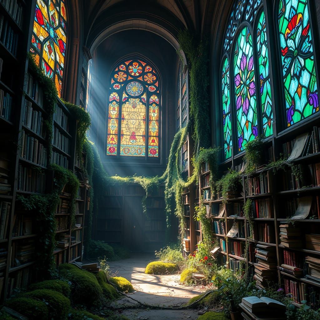 Forgotten Library Reclaimed by Nature