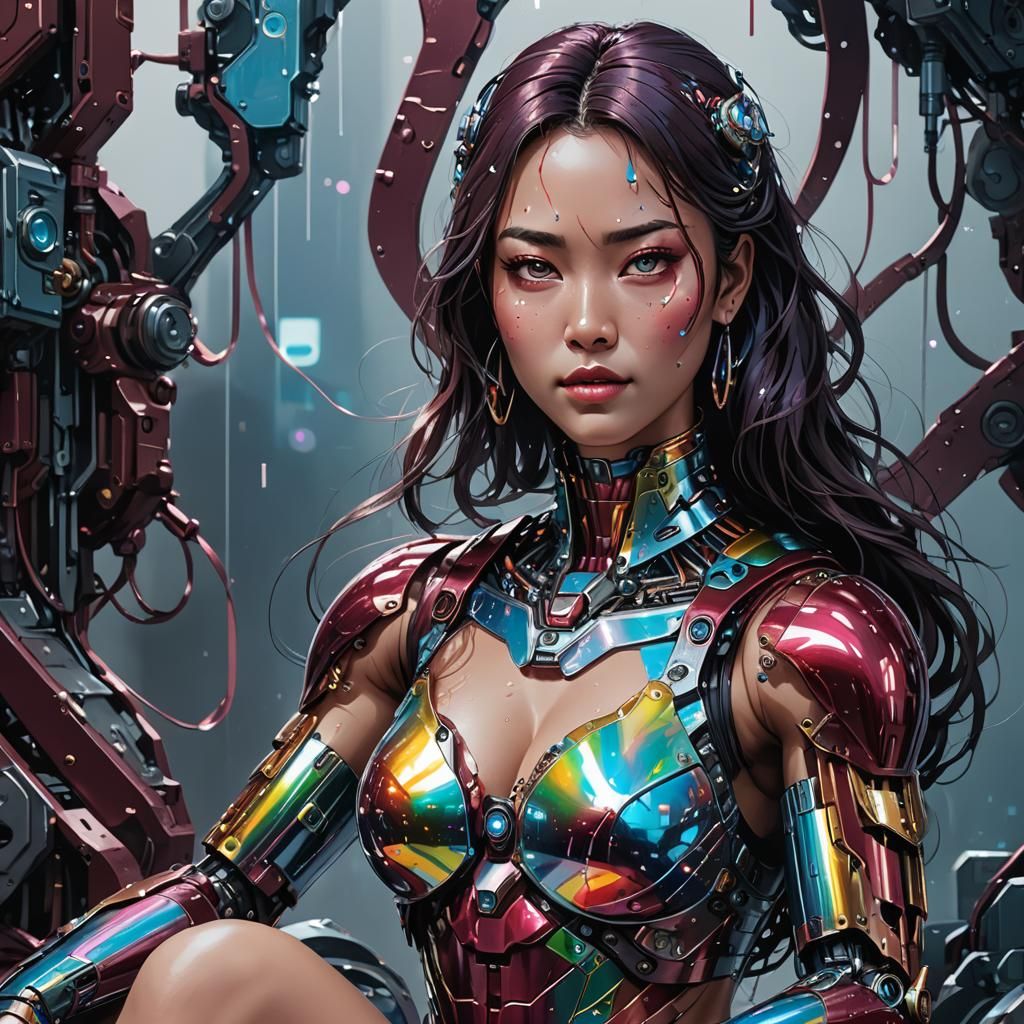 Azure Puce Cyborg Heterochromia