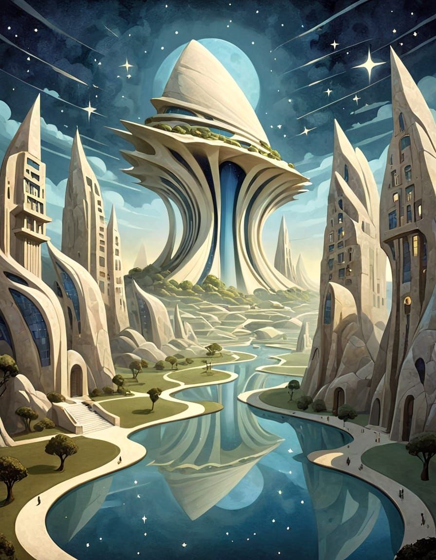 Surreal Buildings in Dreamscape: Art Nouveau Architecture