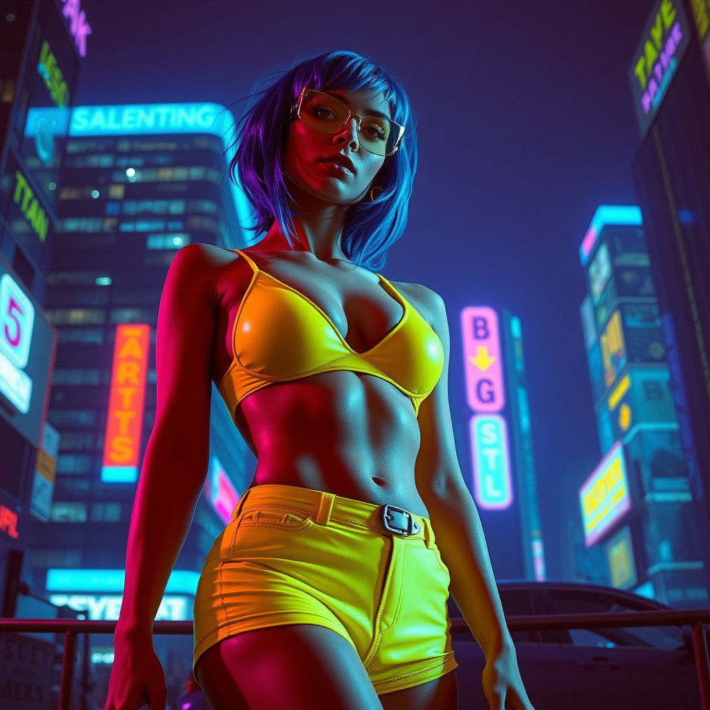 Faye Valentine in Cyberpunk Comic Style