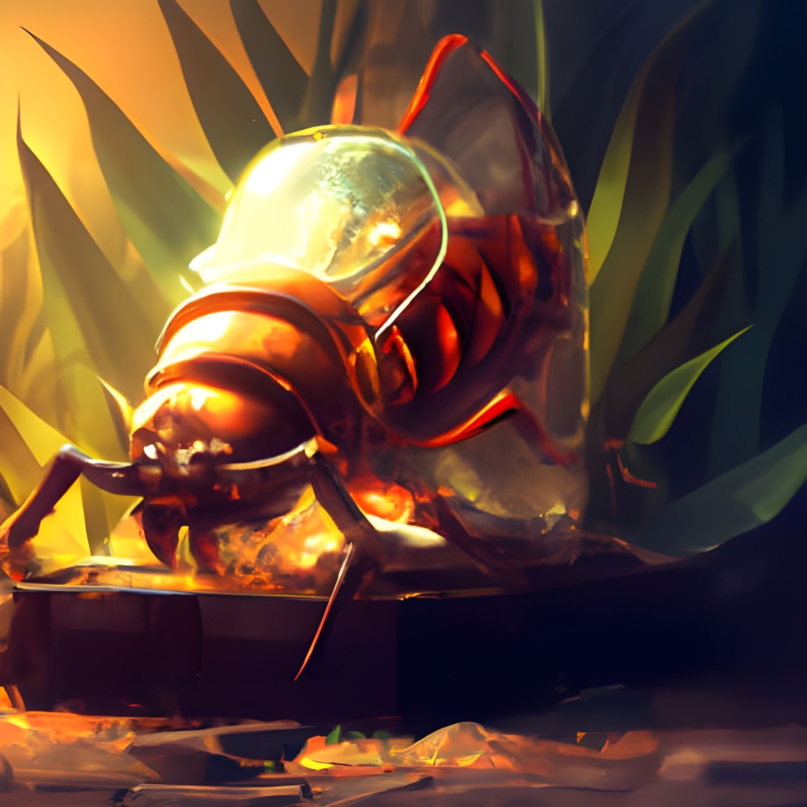 Giant Venomous Insect Encased in Amber