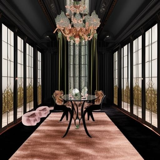 Majestic Rose Gold Gothic Penthouse with Emerald Accents