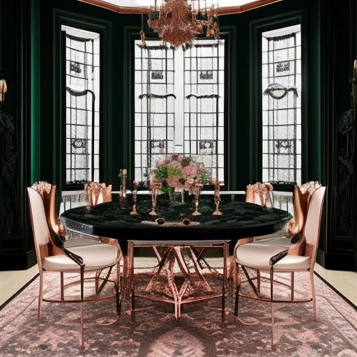 Gothic Penthouse with Rose Gold and Emerald Accents
