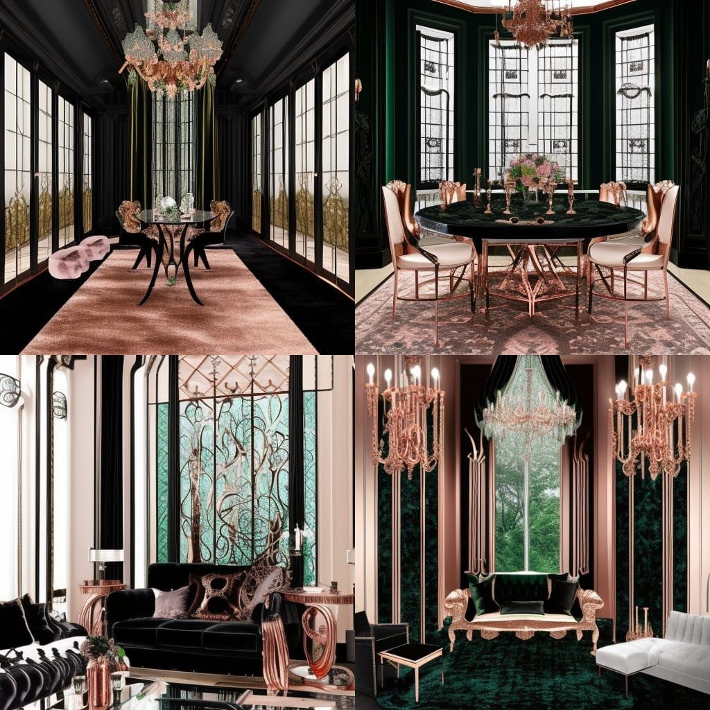 Gothic Penthouse with Rose Gold and Emerald Accents