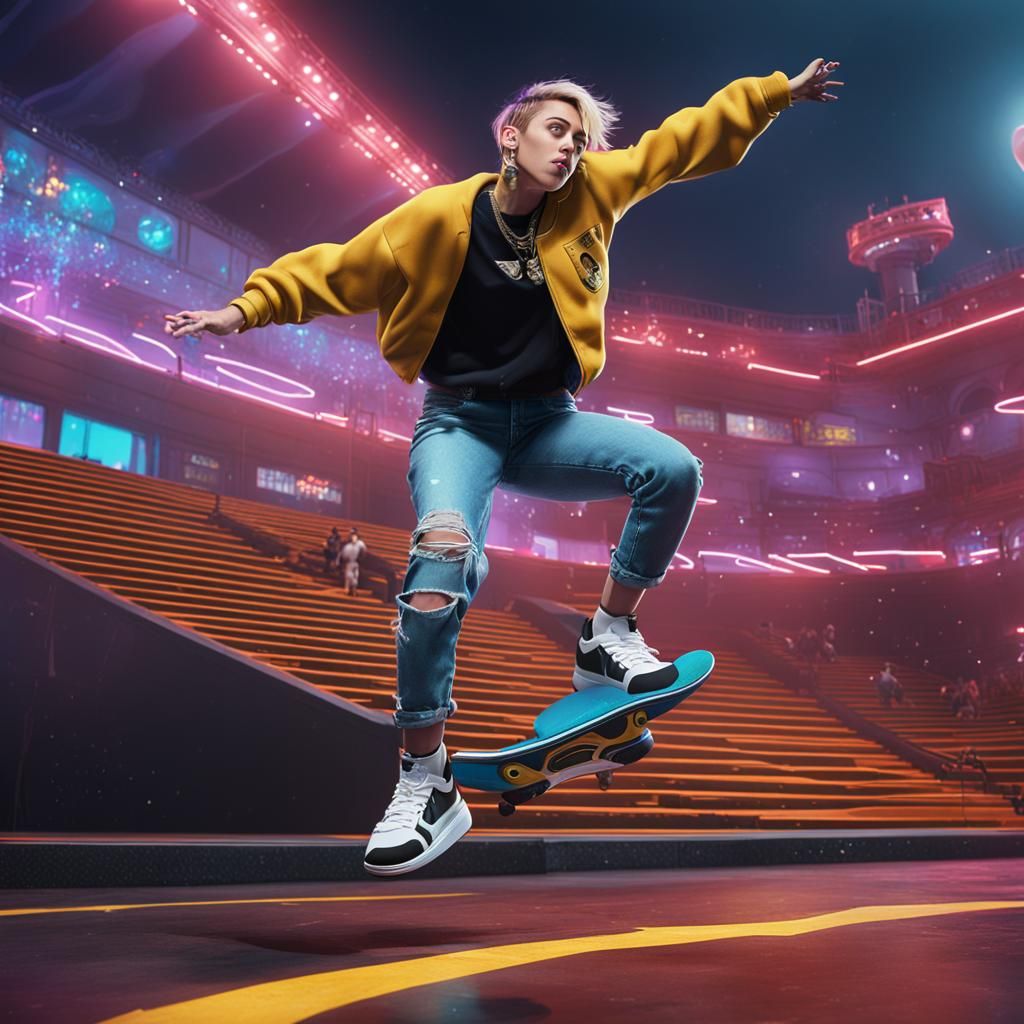 Miley Cyrus Kickflip in Detailed Matte Painting