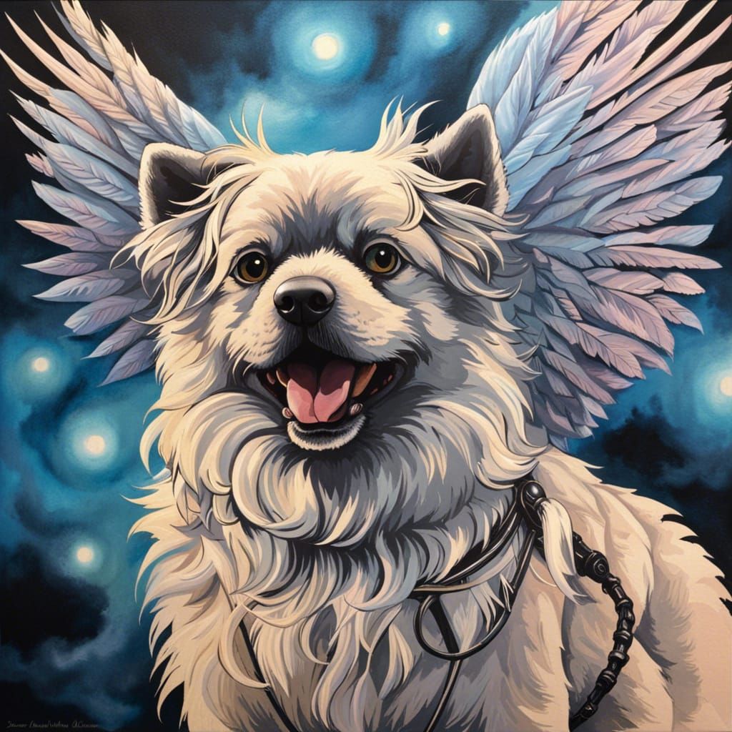 Demonic Hound Dog in Hellscape: Digital Illustration