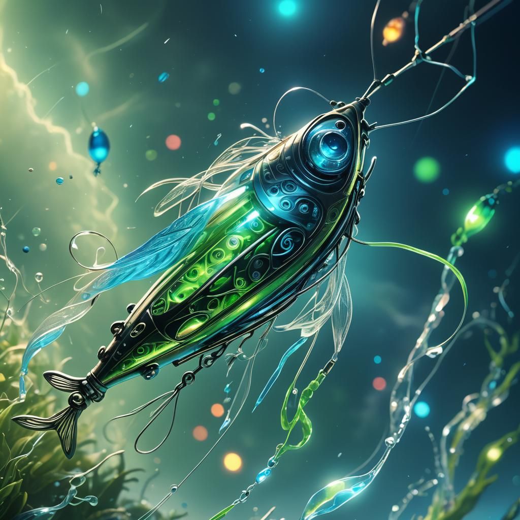 Futuristic Glowing Fishing Lure Concept Art