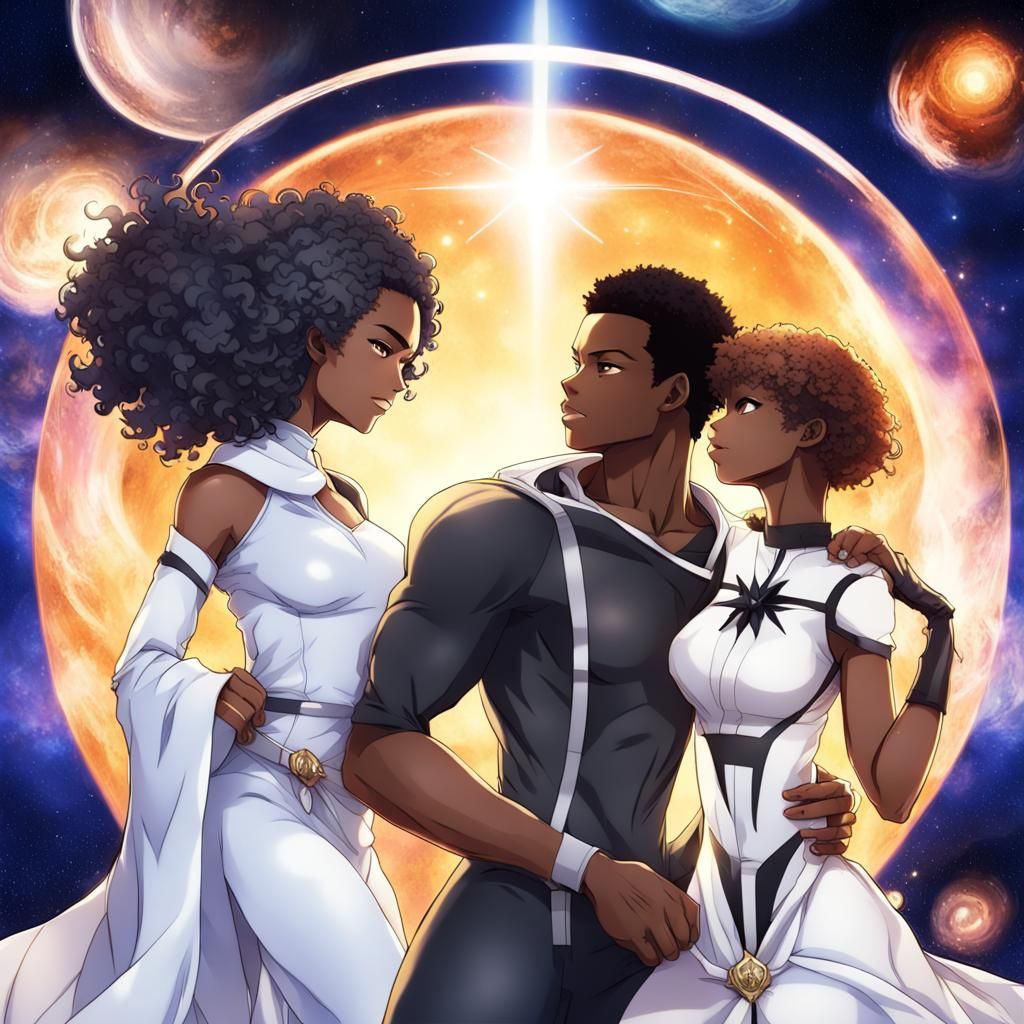 Superhero Starseed Lovers Astro Traveling in Anime Style