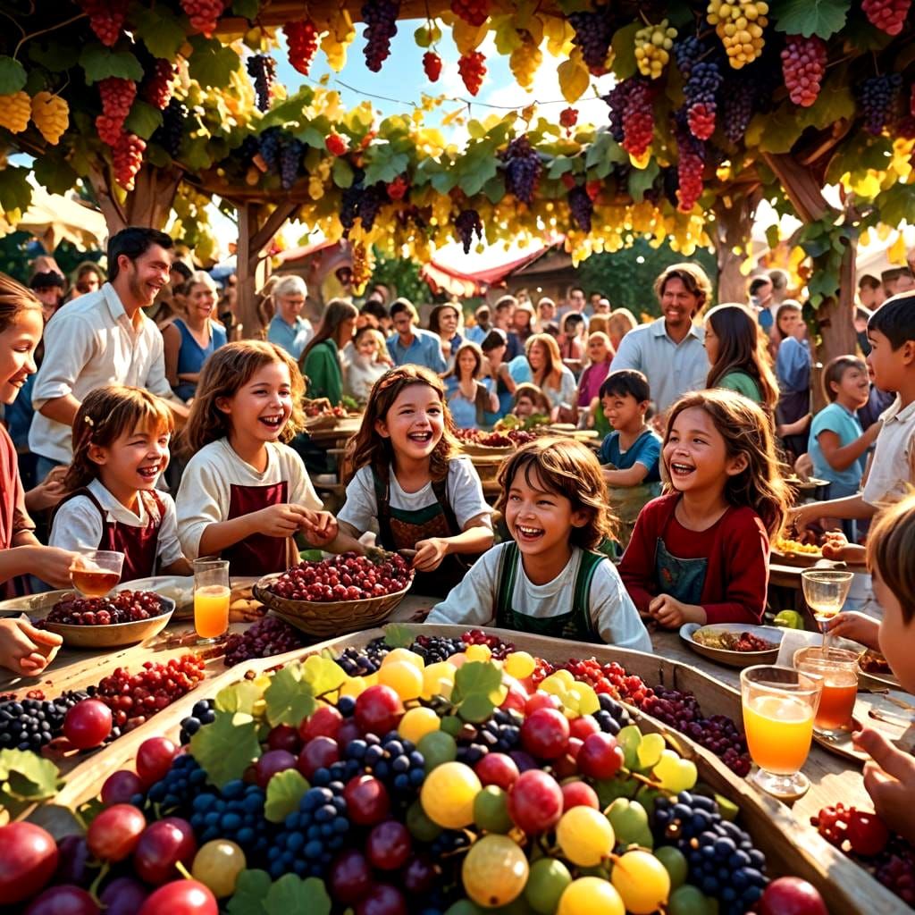 Vibrant Grape Festival: A Detailed Matte Painting