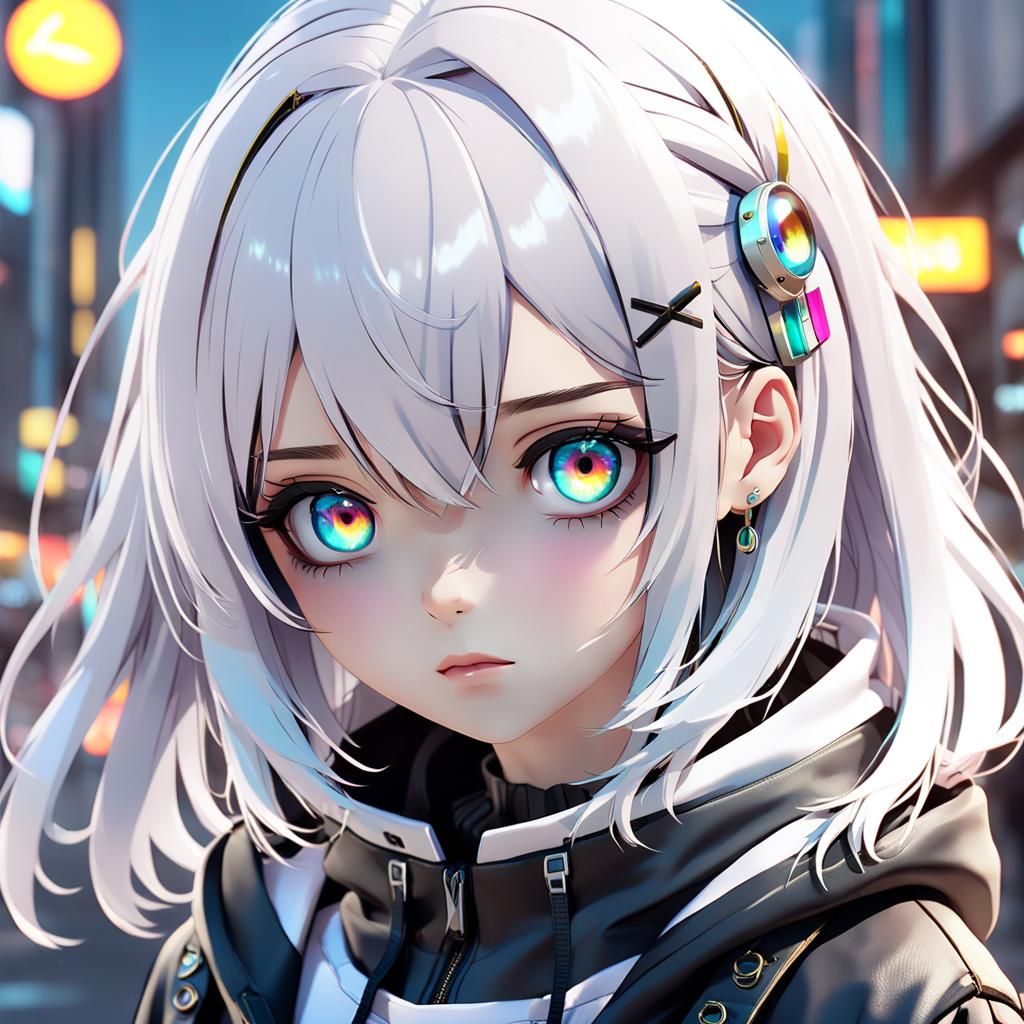 Trendy Anime Girl in Future Punk Aesthetic