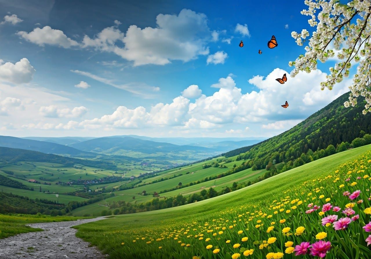 Vibrant Spring Awakening in the Mountains