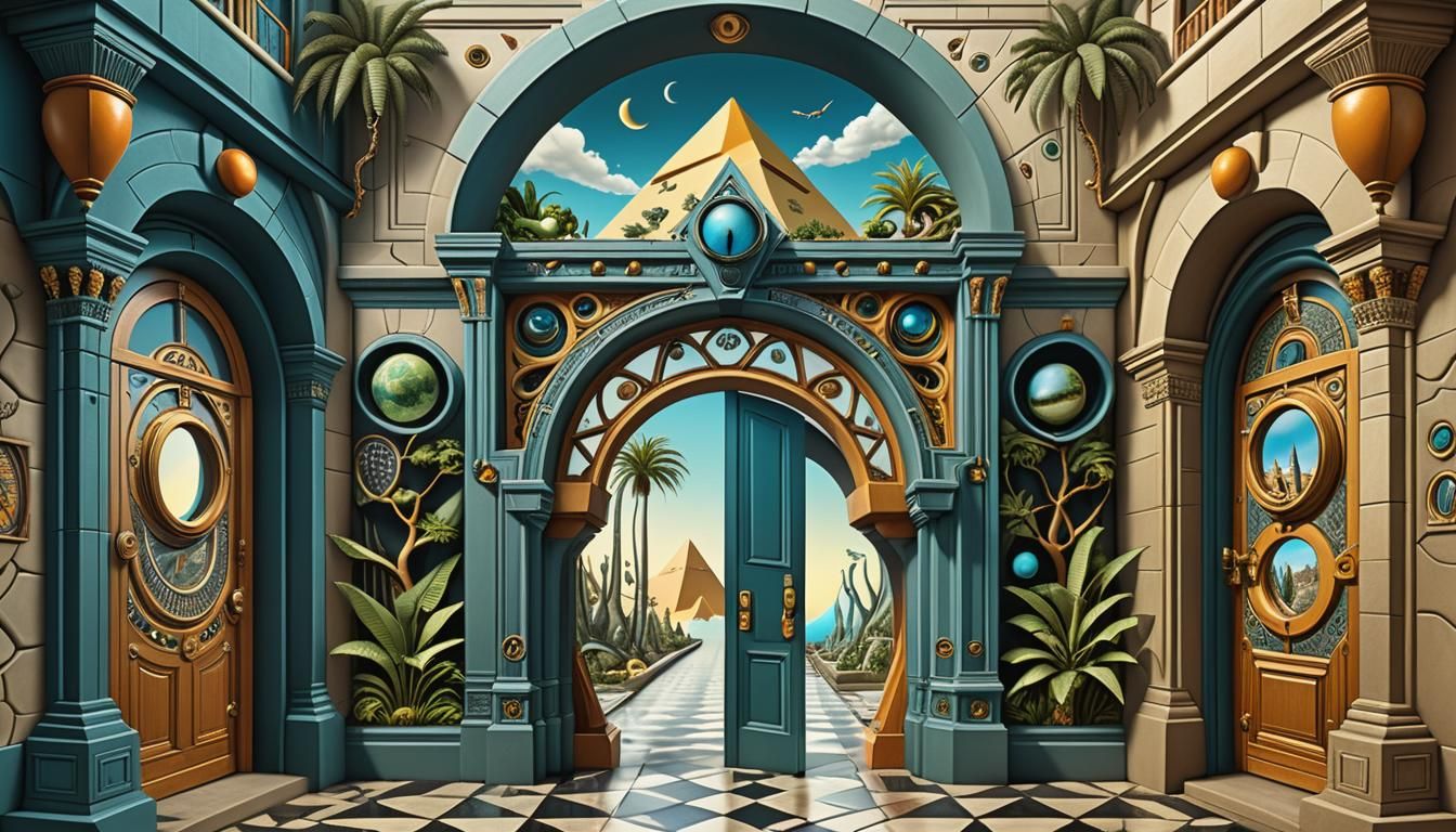 Surrealistic Nested Doorways to Other Dimensions