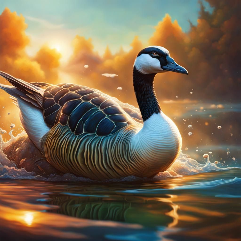 Goose Turtle Hybrid in Splash Art Style