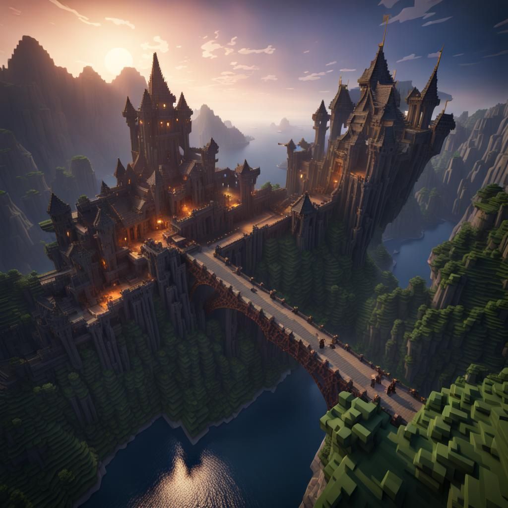 Minecraft Dragon Stone Castle with Bridges