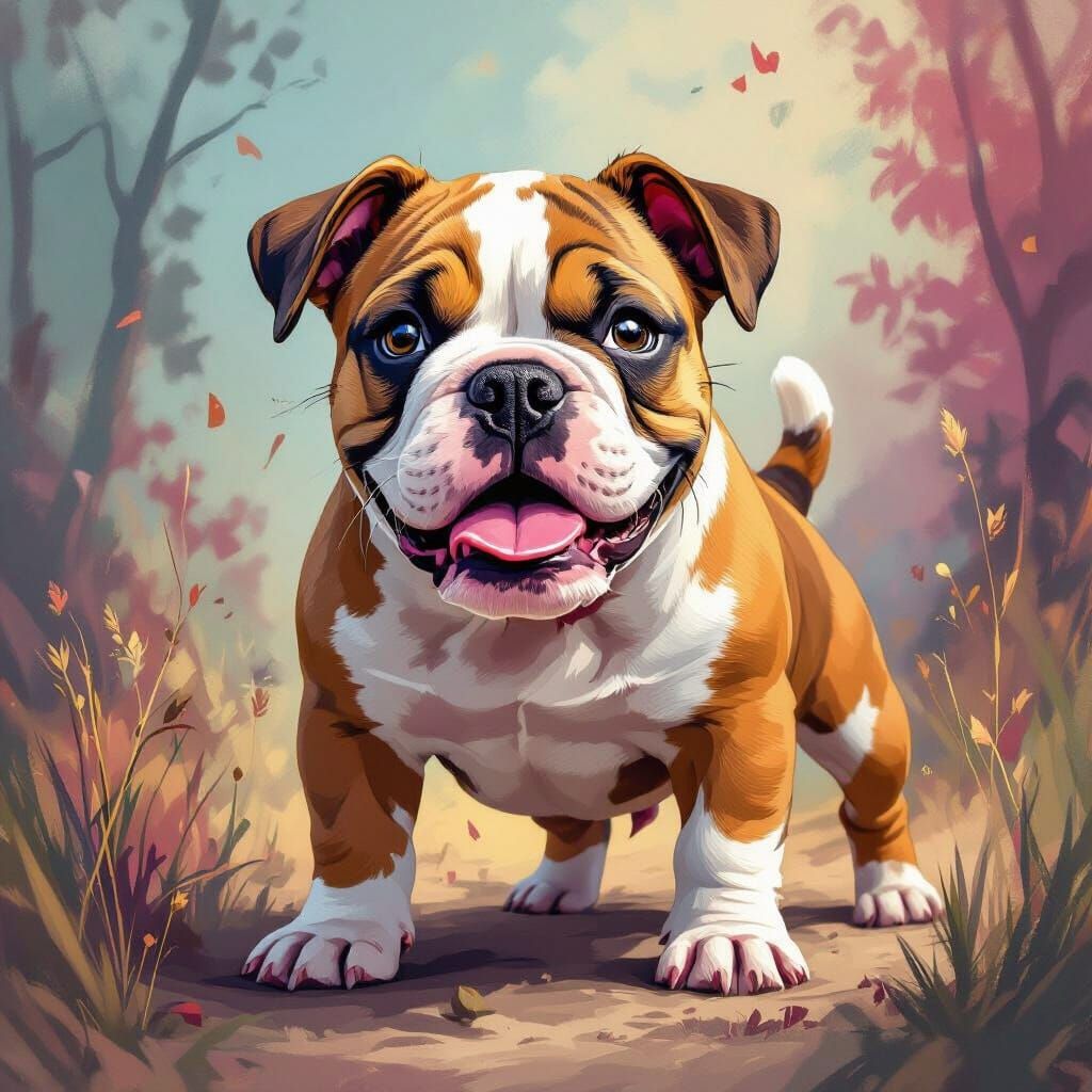 Whimsical Mixed Breed Dog in Dreamlike Scene