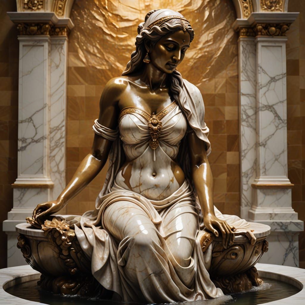 Baroque Marble Sculpture of an Indian Woman