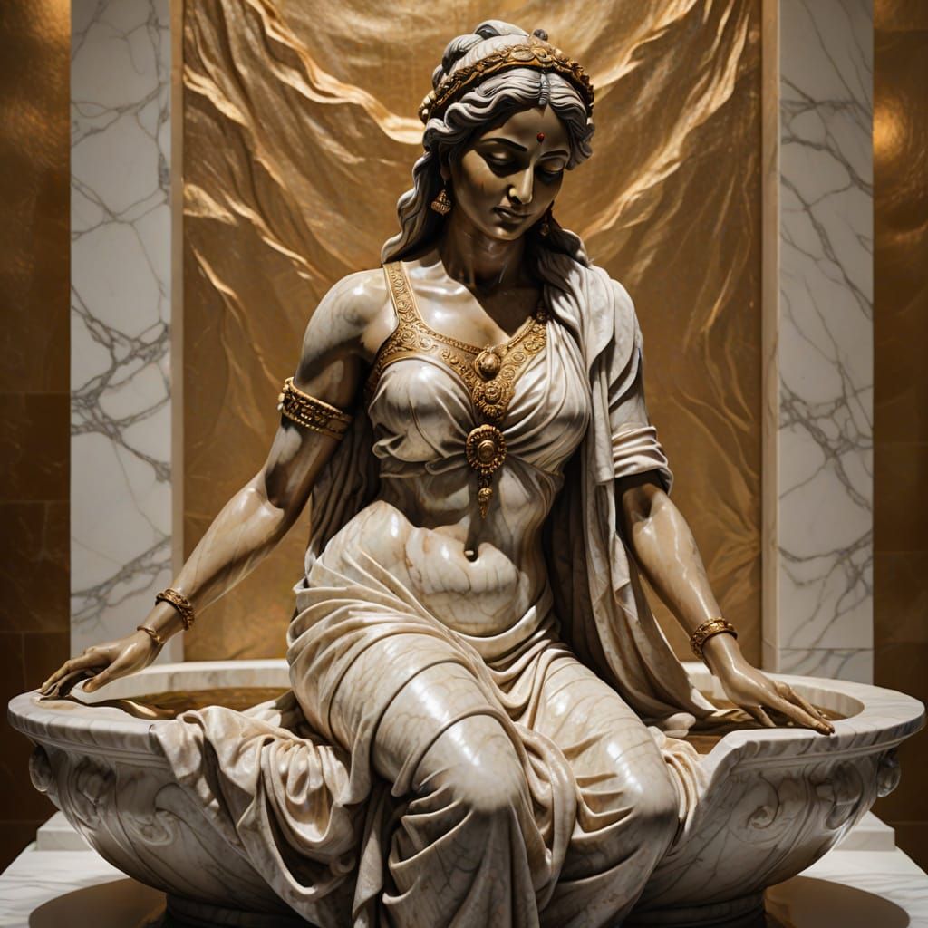 Baroque Marble Sculpture of an Indian Woman