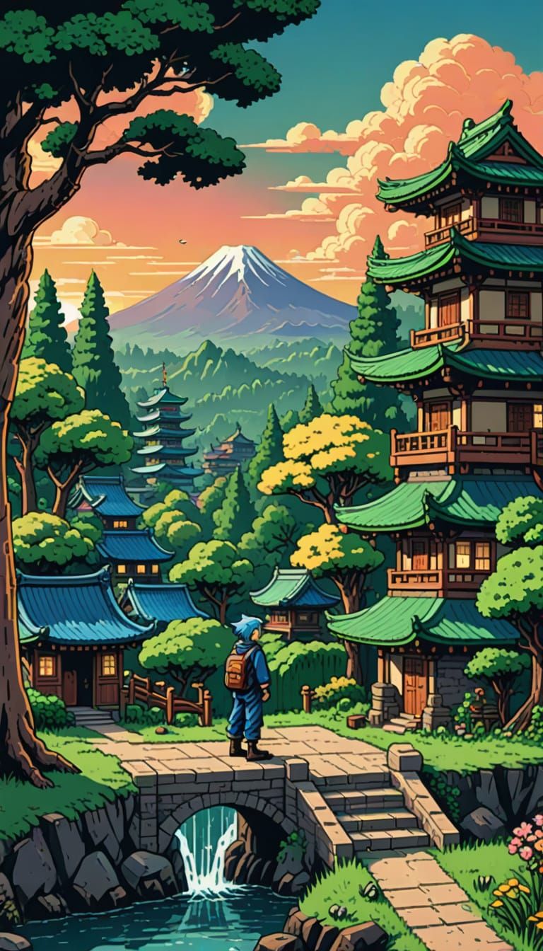 Pixel Art of Id Gaff in a Charming 16-Bit Fantasy Village