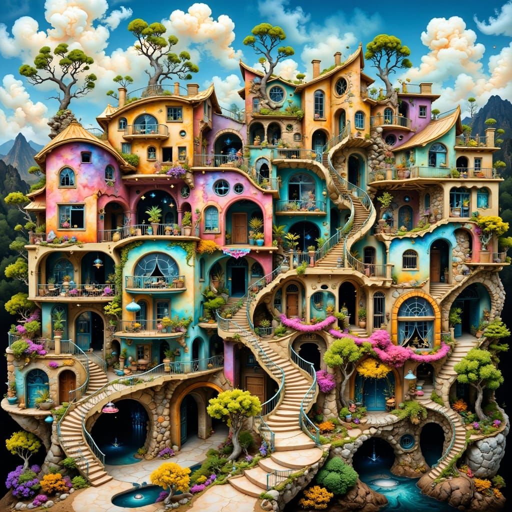 Whimsical Houses in Fantasy-Futuristic Style