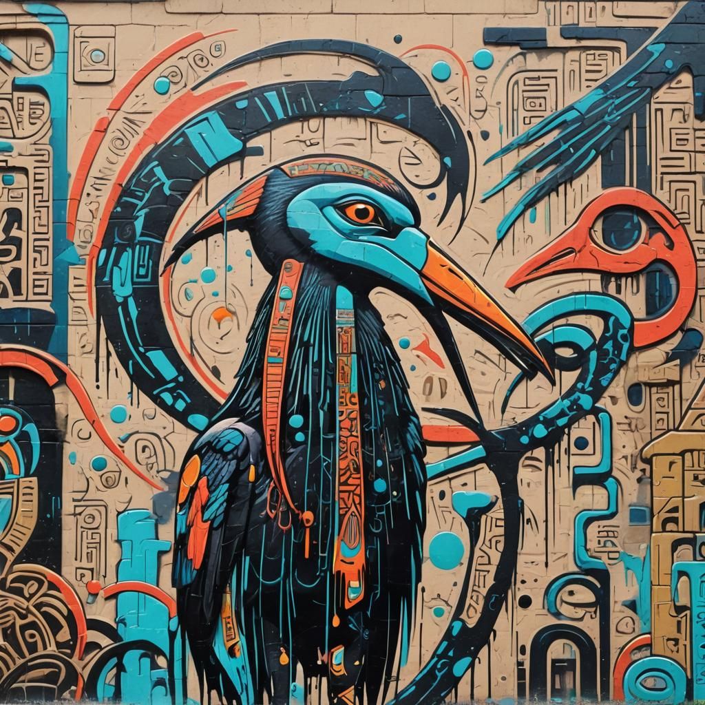 Egyptian Gods in Dreamlike Graffiti Art