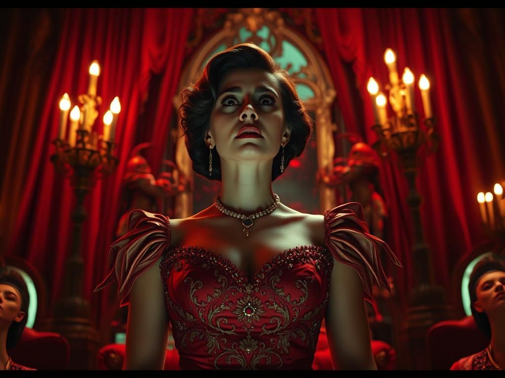 Elegant Lady's Horror in Biomechanical Setting