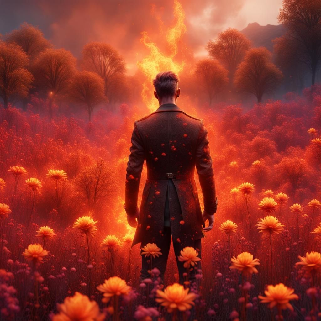 Fiery Field: A Fantastical Matte Painting