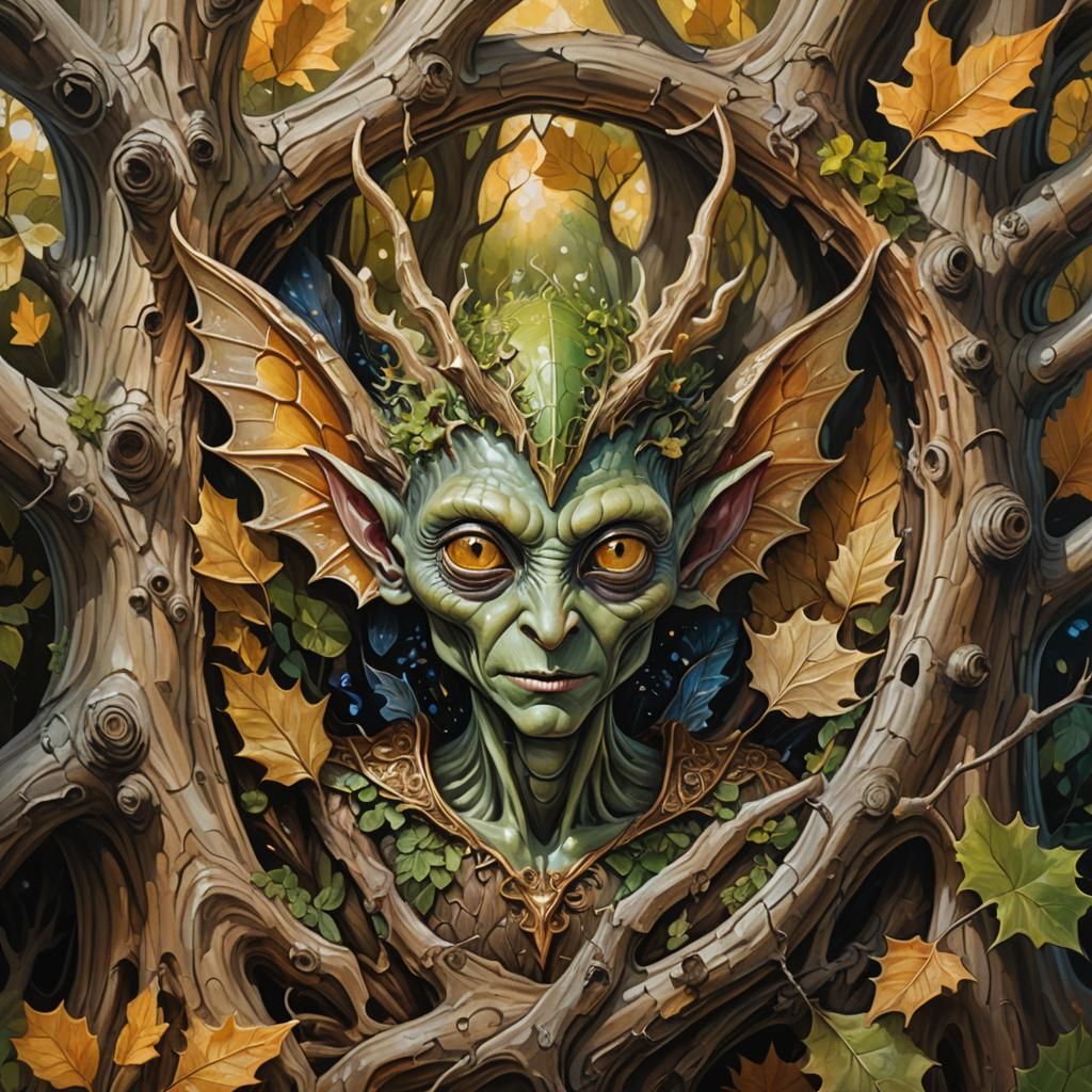 Fantasy Alien Creature Portrait in Oil Painting Style