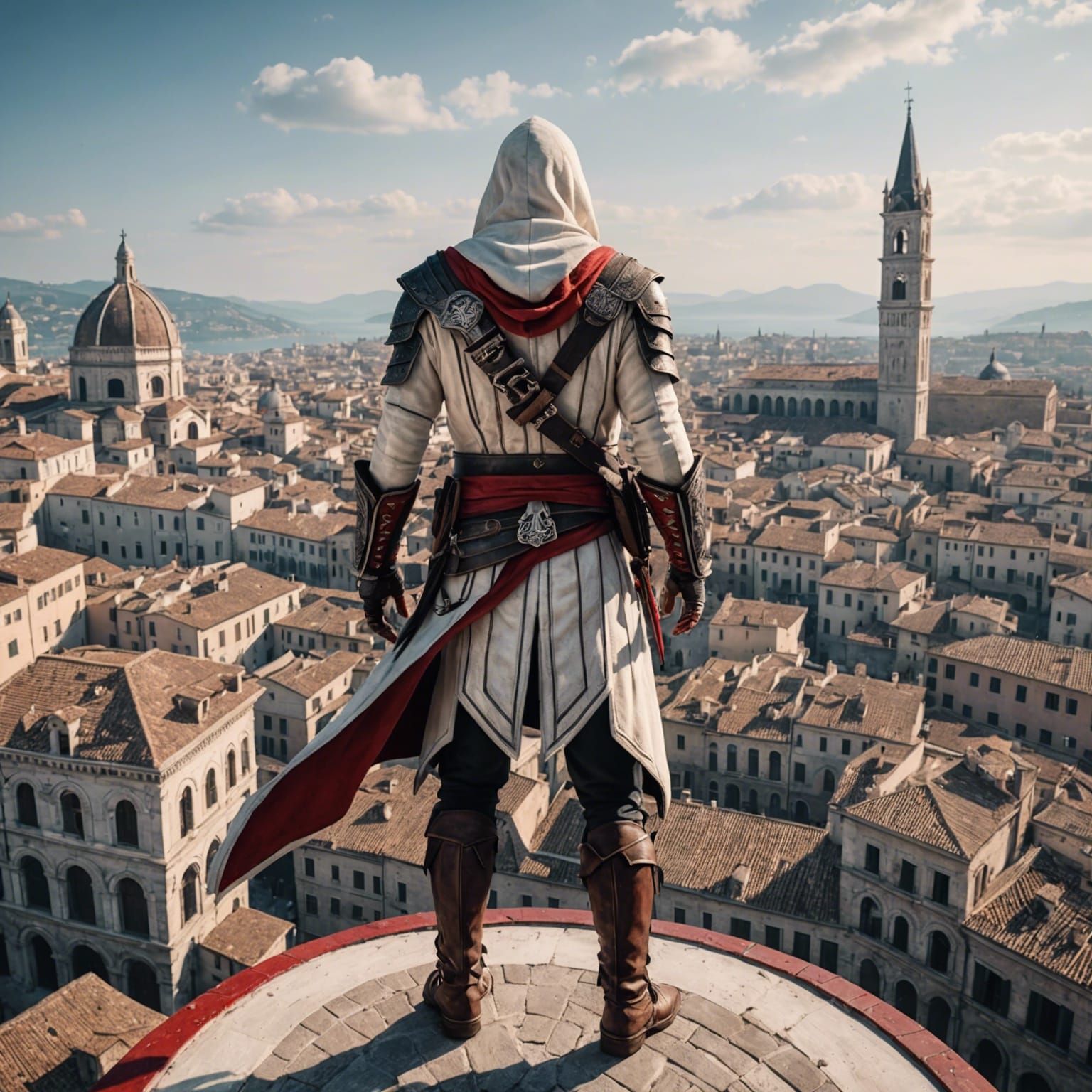 Ezio Auditore da Firenze About To Perform The Leap Of Faith